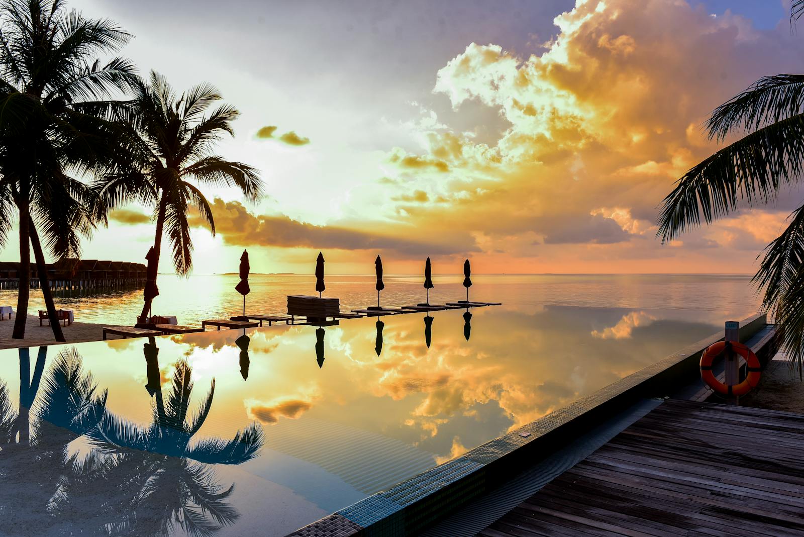 Private plunge pool at sunset