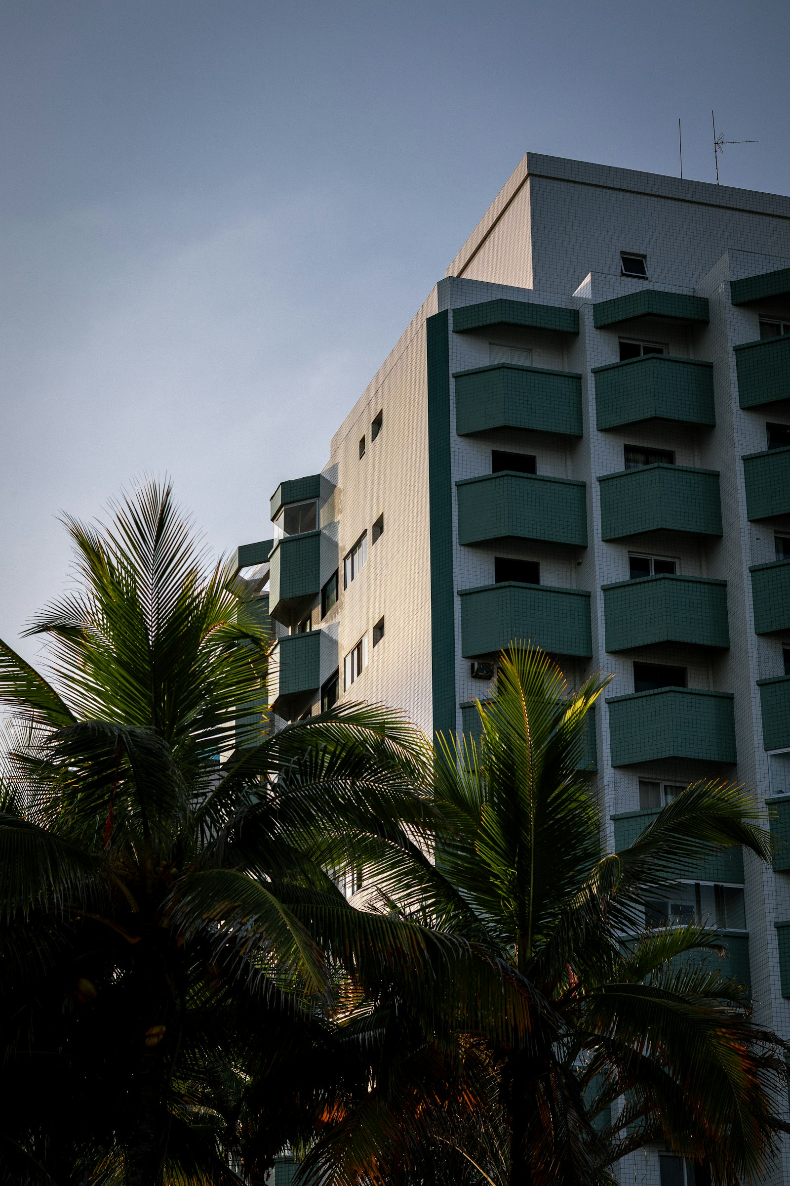 Apartment building exterior with balconies