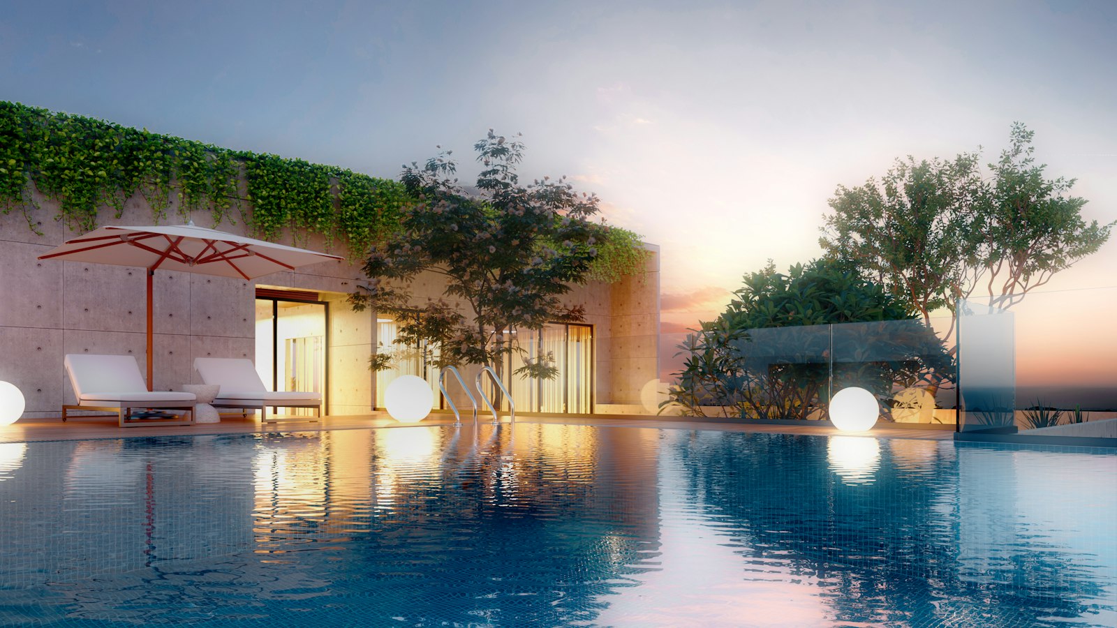 Shared rooftop pool