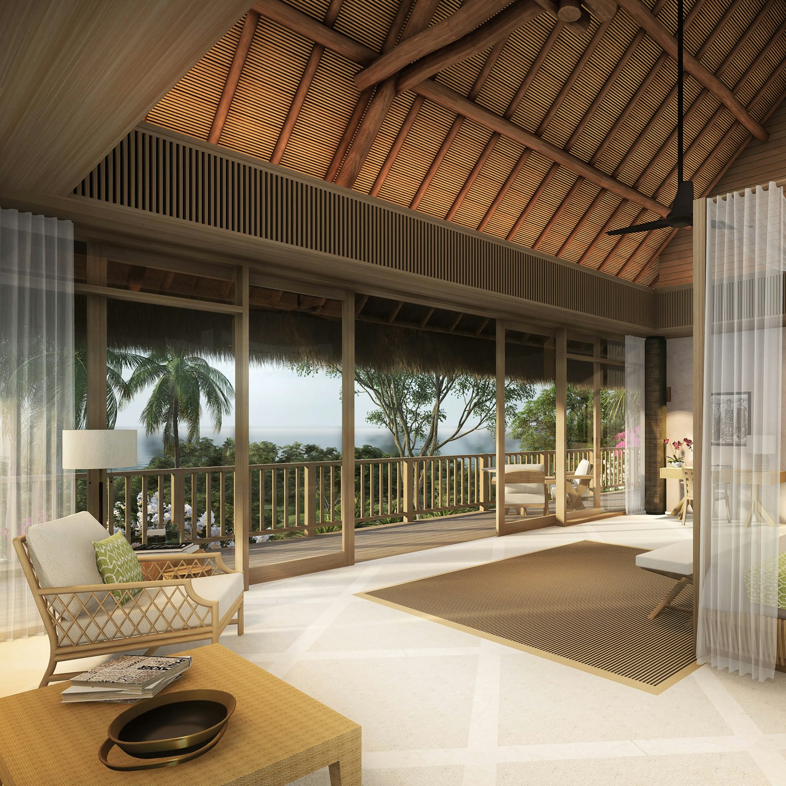 Living area with tropical view